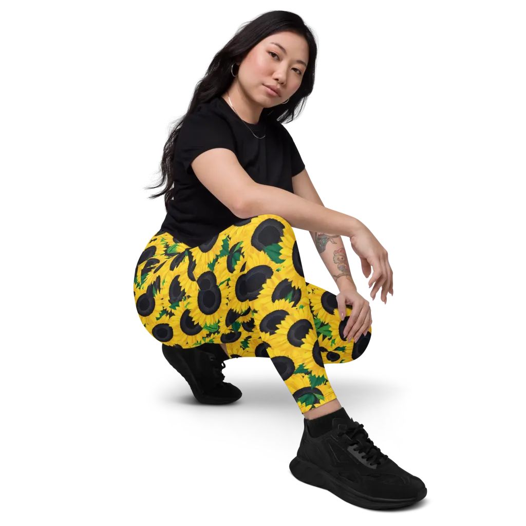 Sunlit Abundance on Leggings with Pockets — Right Front