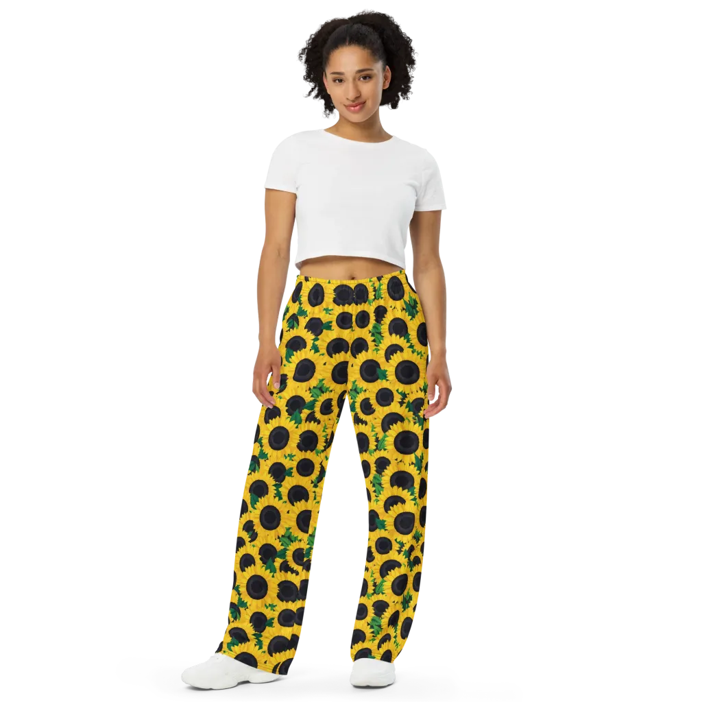 Sunlit Abundance on Wide-Leg Pants — Front