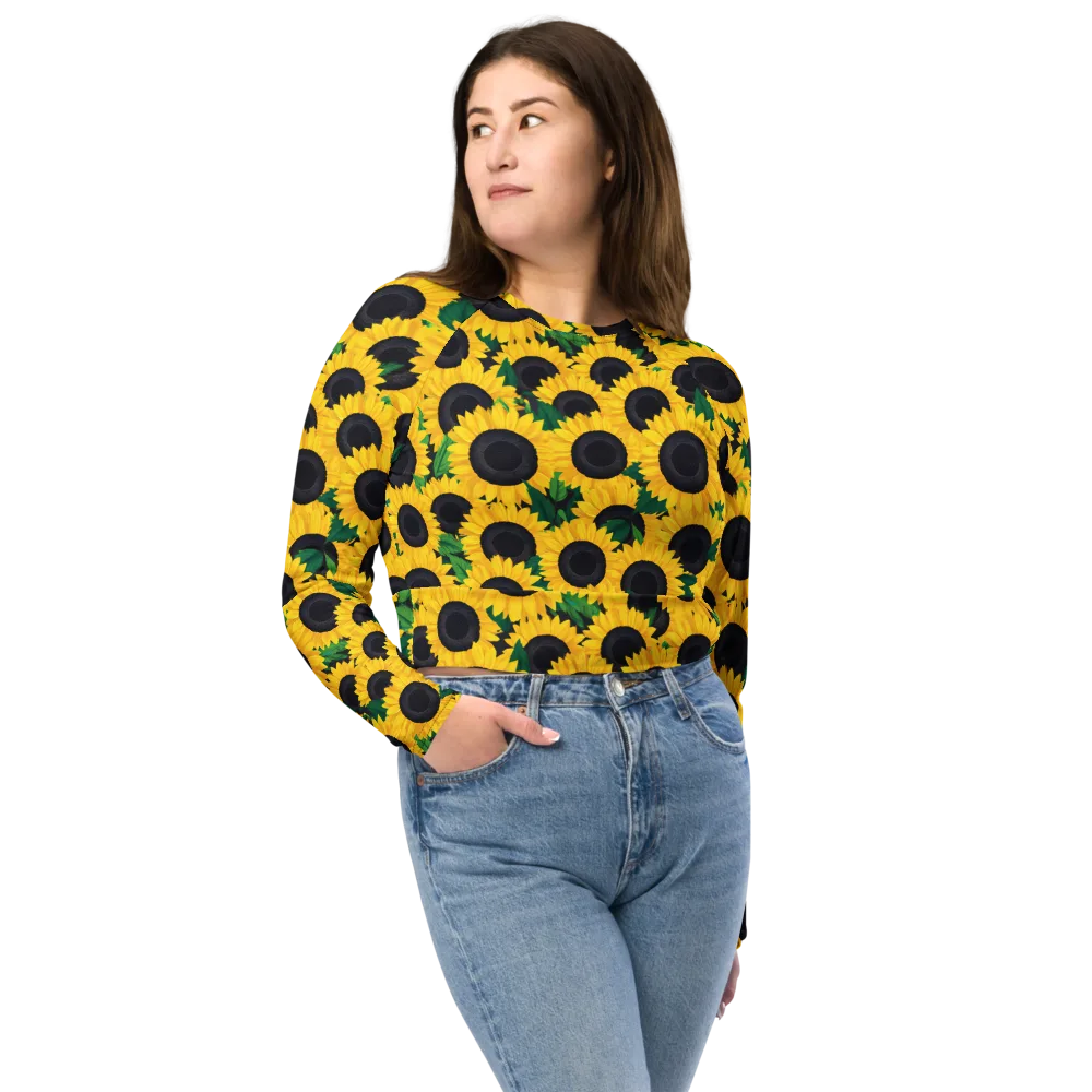 Sunlit Abundance on Long Sleeve Crop Top — Front