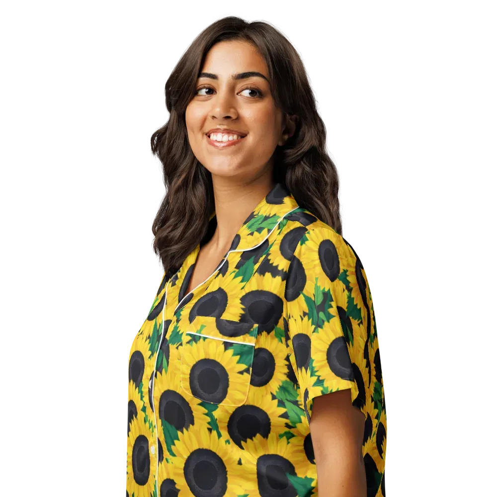 Sunlit Abundance on Women's Short Sleeve Pajama Top — Left Front