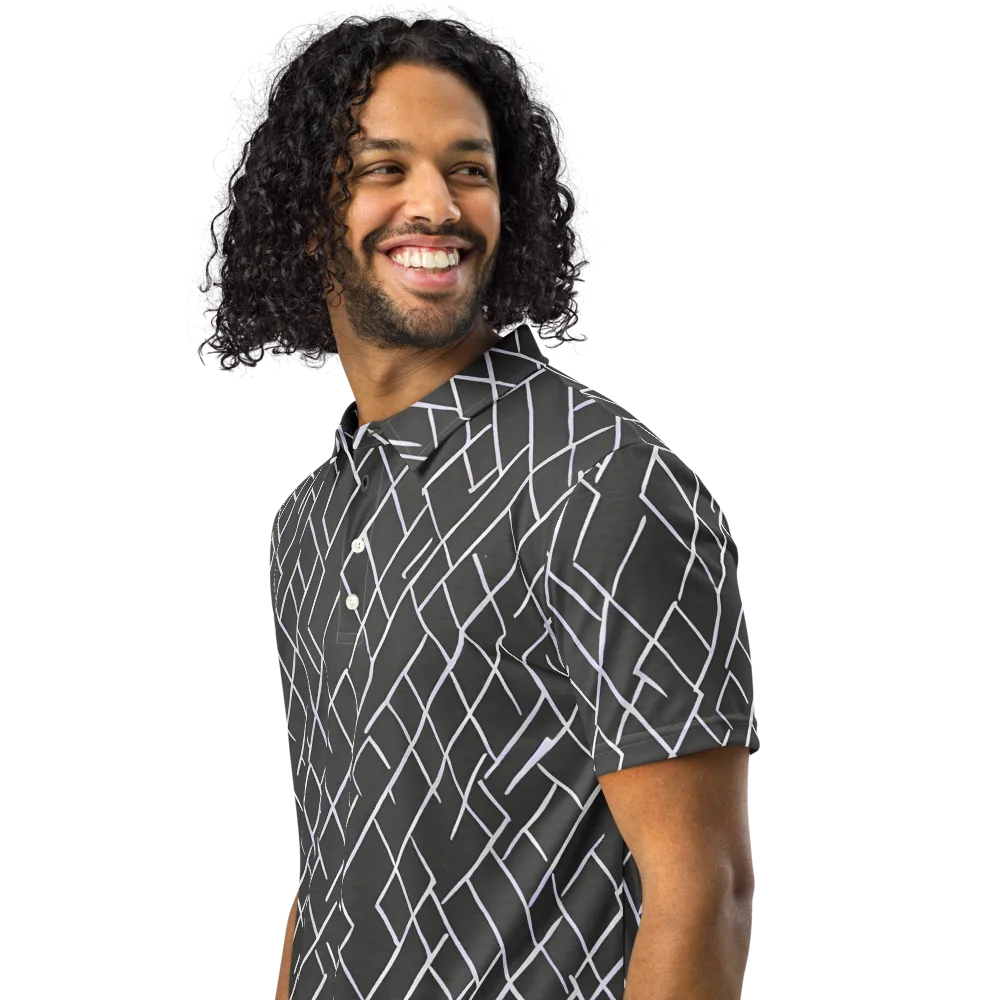 Ivory Cipher on Men's Slim Fit Polo Shirt — Left Front