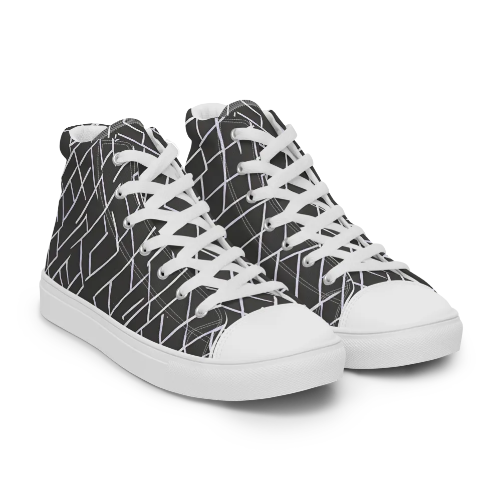 Ivory Cipher on Men's High Top Canvas Shoes — Right Front