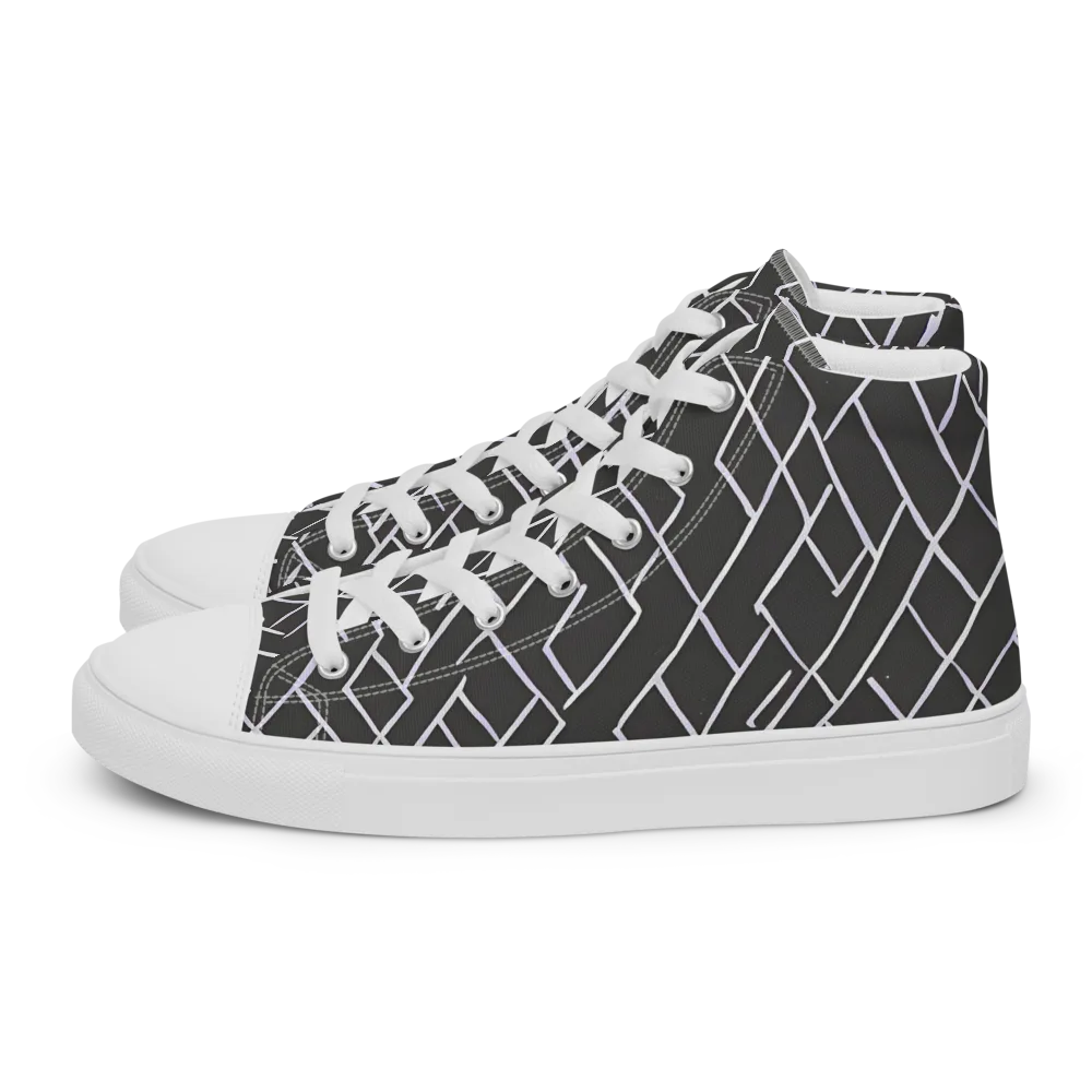 Ivory Cipher on Men's High Top Canvas Shoes — Left