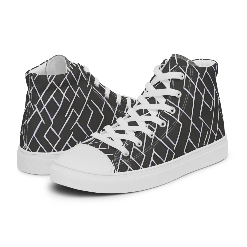 Ivory Cipher on Men's High Top Canvas Shoes — Left