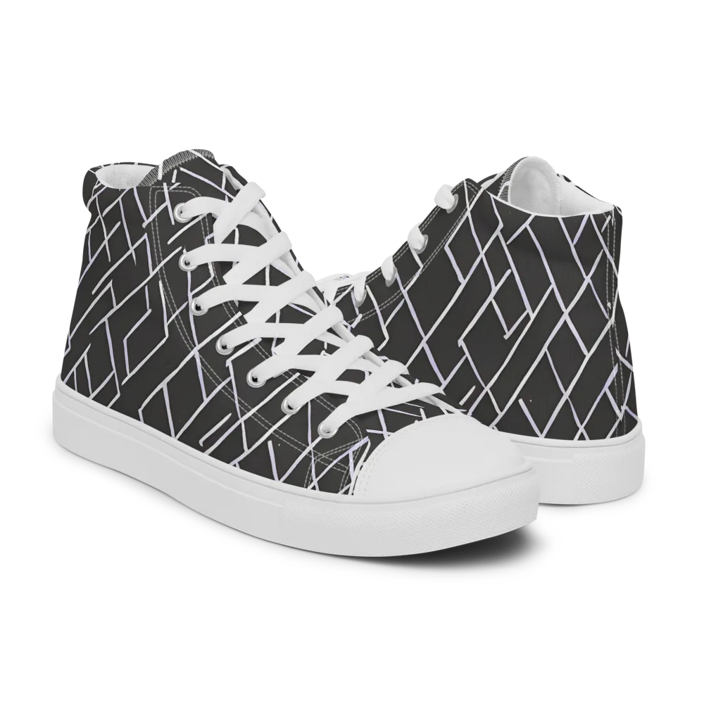 Ivory Cipher on Men's High Top Canvas Shoes — Right