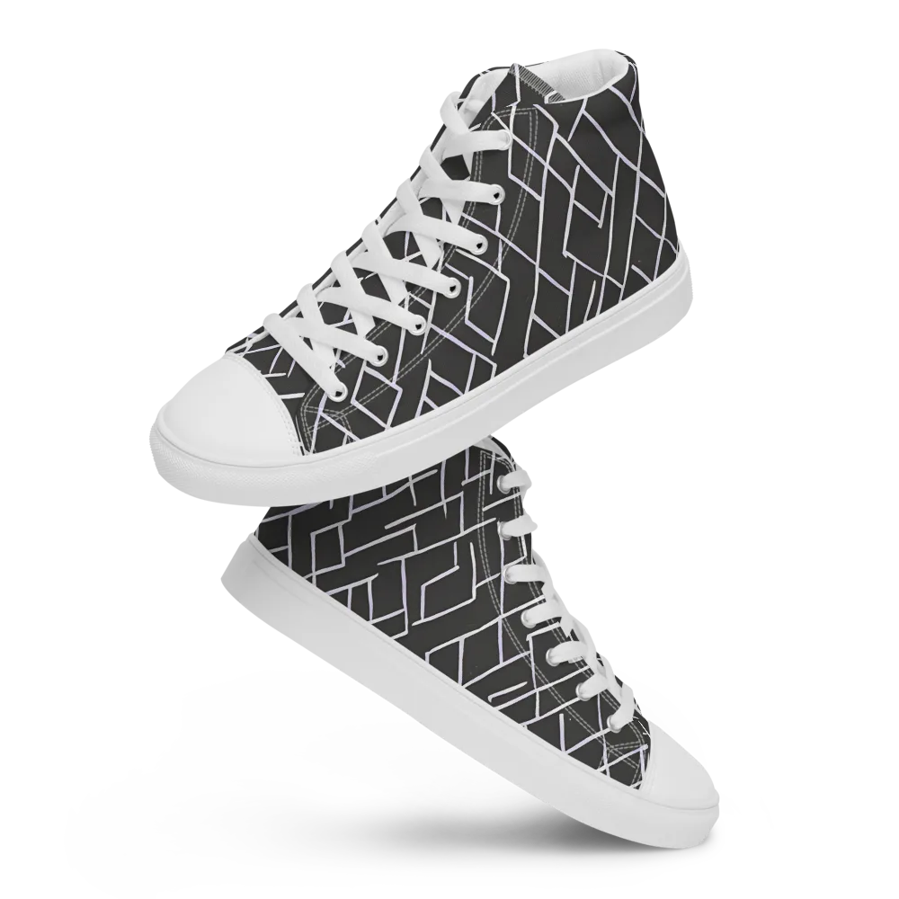 Ivory Cipher on Men's High Top Canvas Shoes — Front