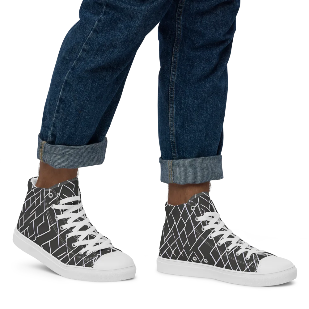 Ivory Cipher on Men's High Top Canvas Shoes — Right