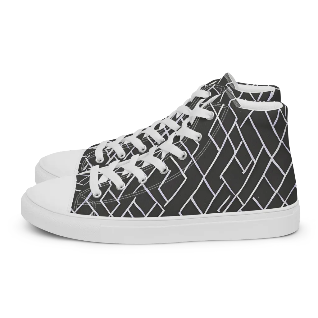 Ivory Cipher on Women's High Top Canvas Shoes — Left