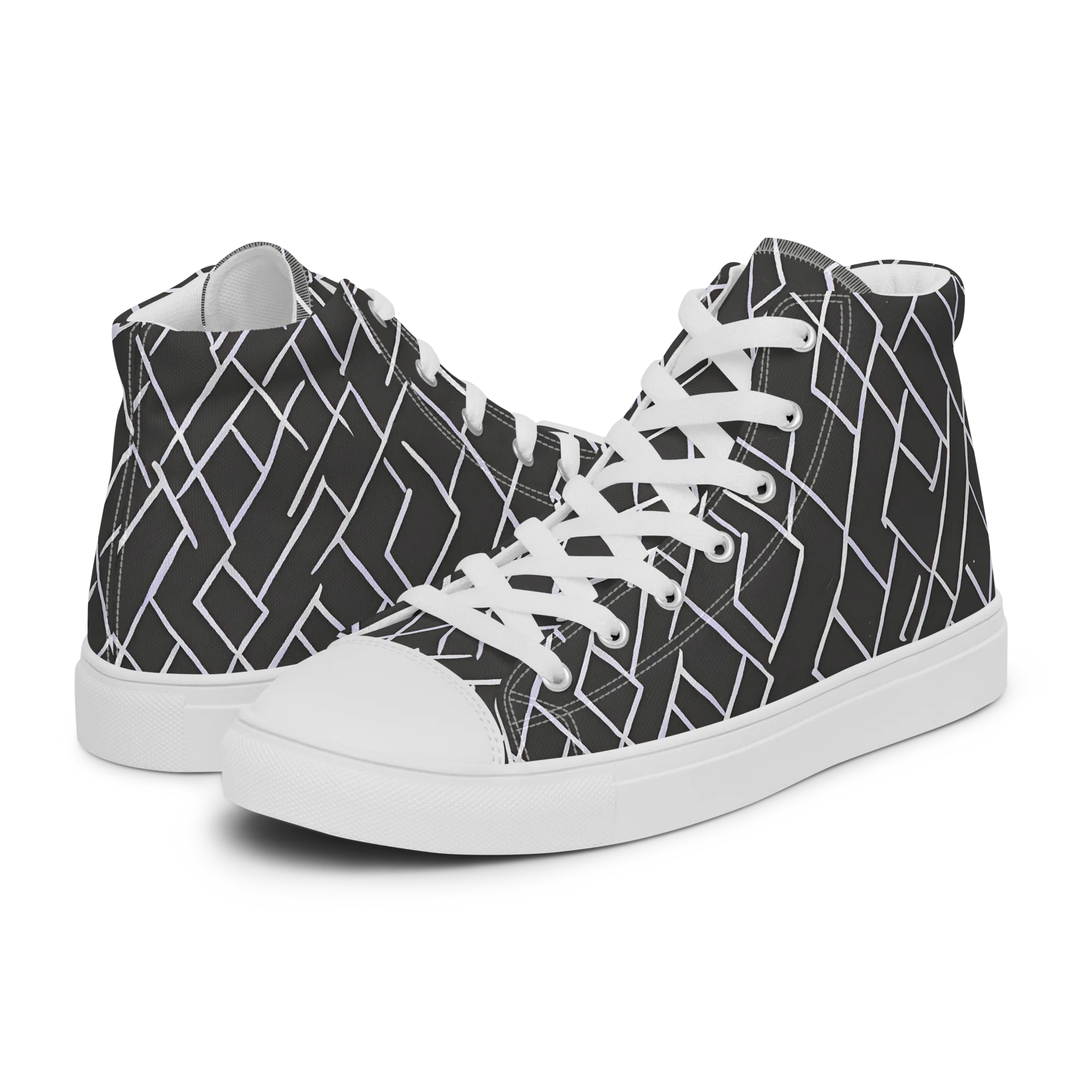 Ivory Cipher on Women's High Top Canvas Shoes — Left
