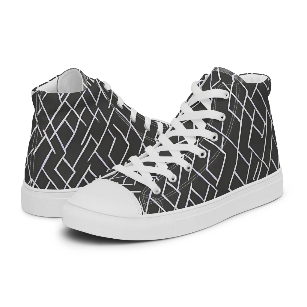 Ivory Cipher on Women's High Top Canvas Shoes — Left