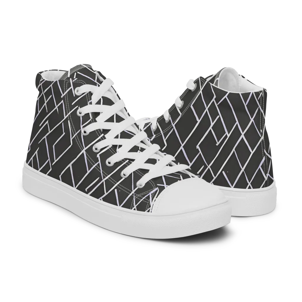 Ivory Cipher on Women's High Top Canvas Shoes — Right