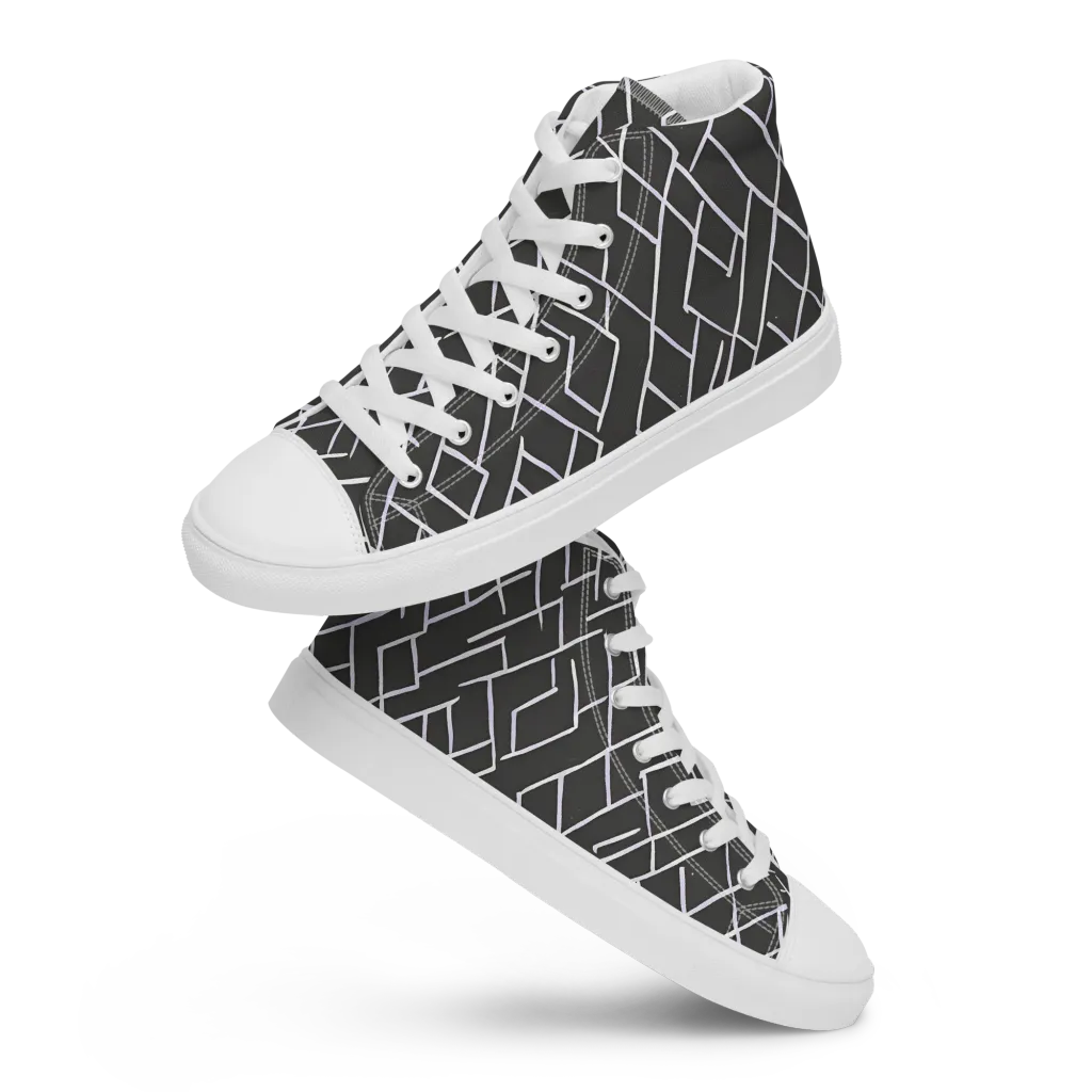 Ivory Cipher on Women's High Top Canvas Shoes — Front