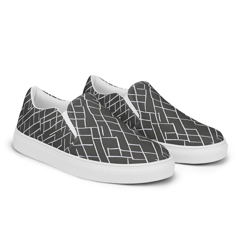 Ivory Cipher on Men's Slip-On Canvas Shoes — Right Front