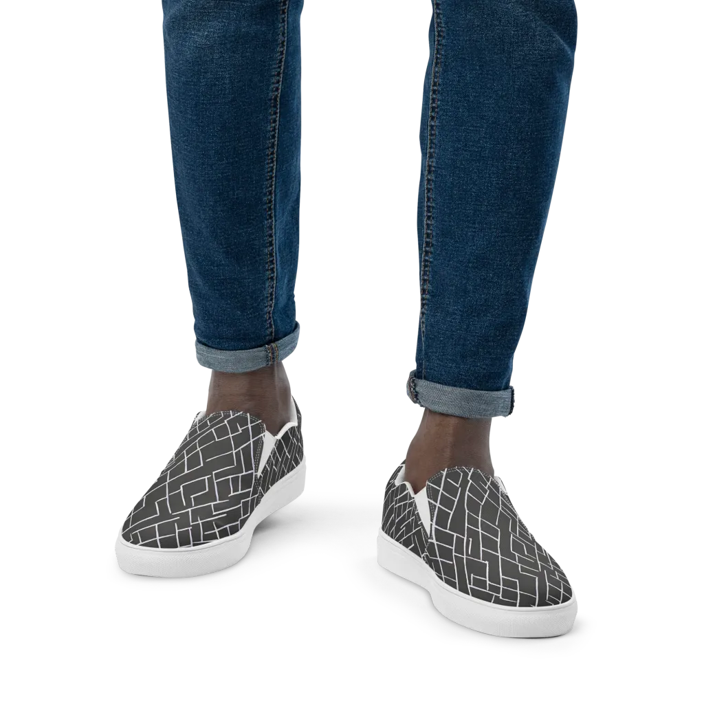Ivory Cipher on Men's Slip-On Canvas Shoes — Front