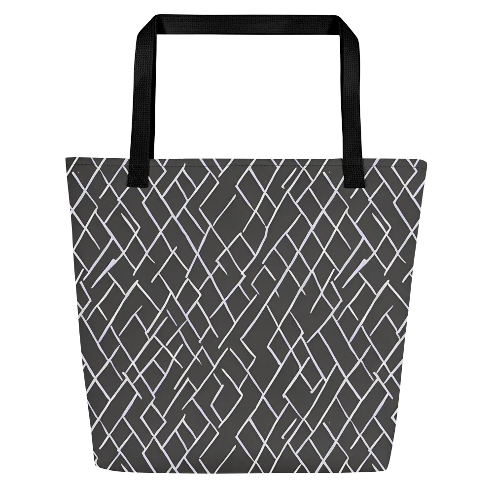 Ivory Cipher on Large Tote Bag W/ Pocket — Front