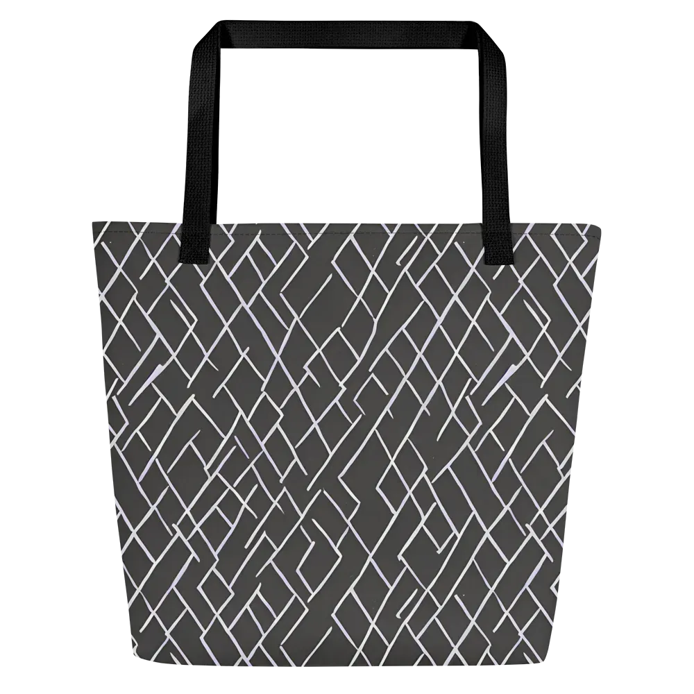 Ivory Cipher on Large Tote Bag W/ Pocket — Front