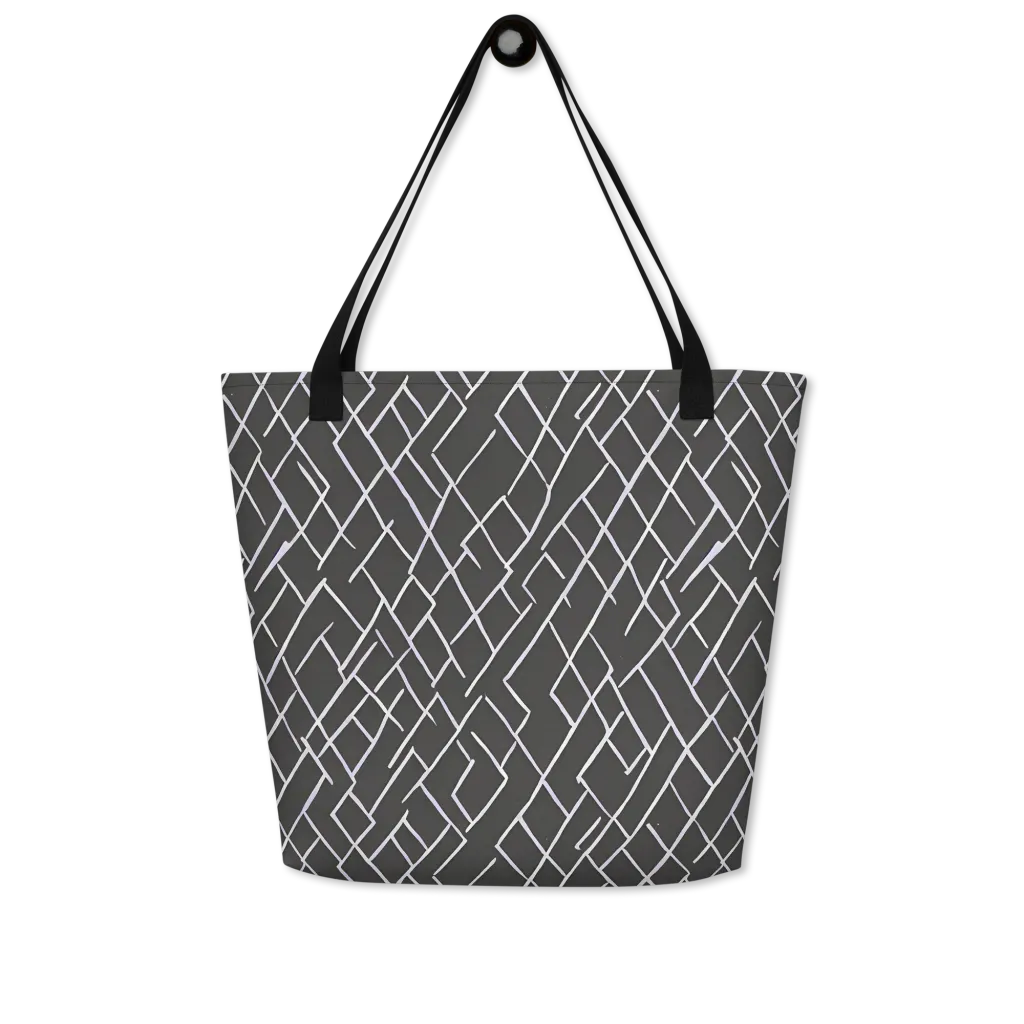 Ivory Cipher on Large Tote Bag W/ Pocket — Front
