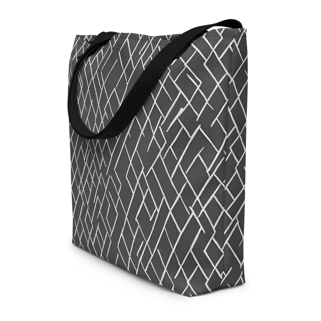 Ivory Cipher on Large Tote Bag W/ Pocket — Front