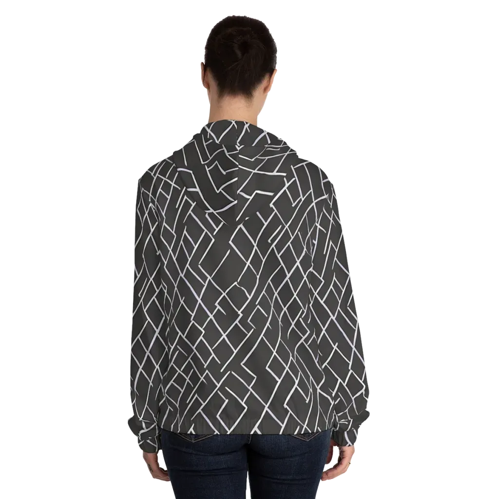 Ivory Cipher on Women's Full-Zip Hoodie — Back On Person