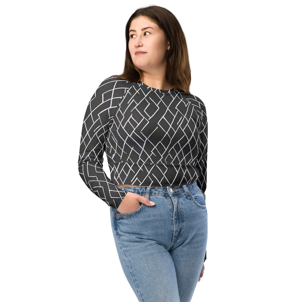 Ivory Cipher on Long Sleeve Crop Top — Front