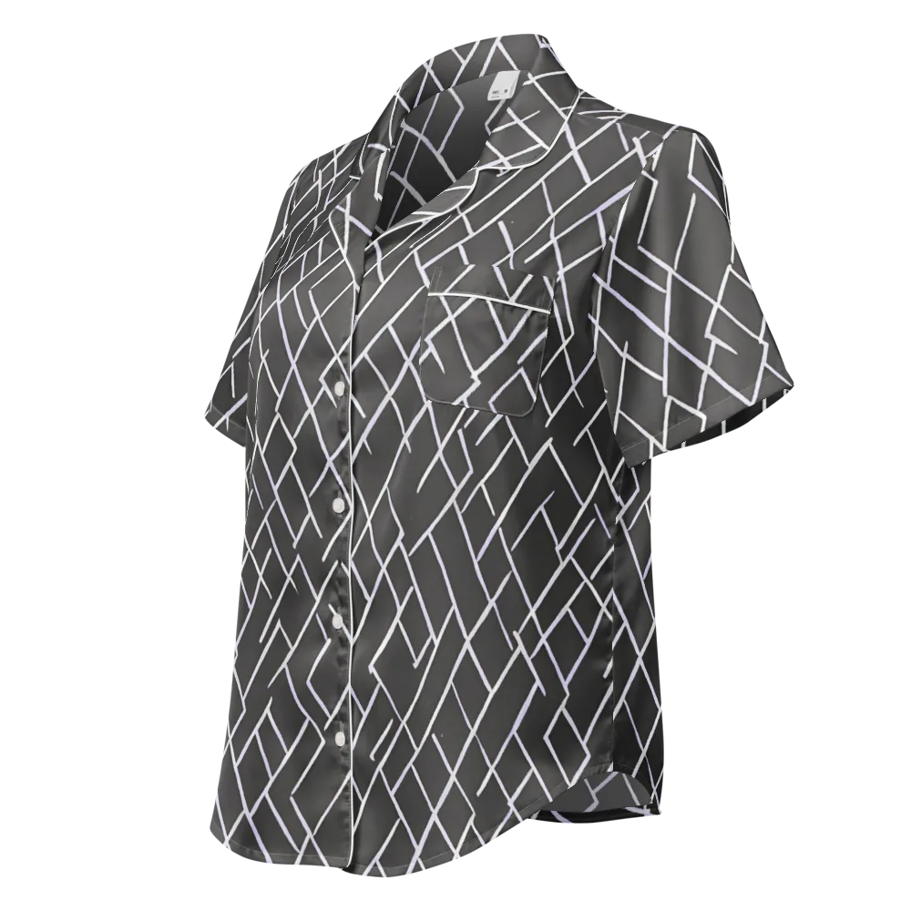 Ivory Cipher on Women's Short Sleeve Pajama Top — Left Front