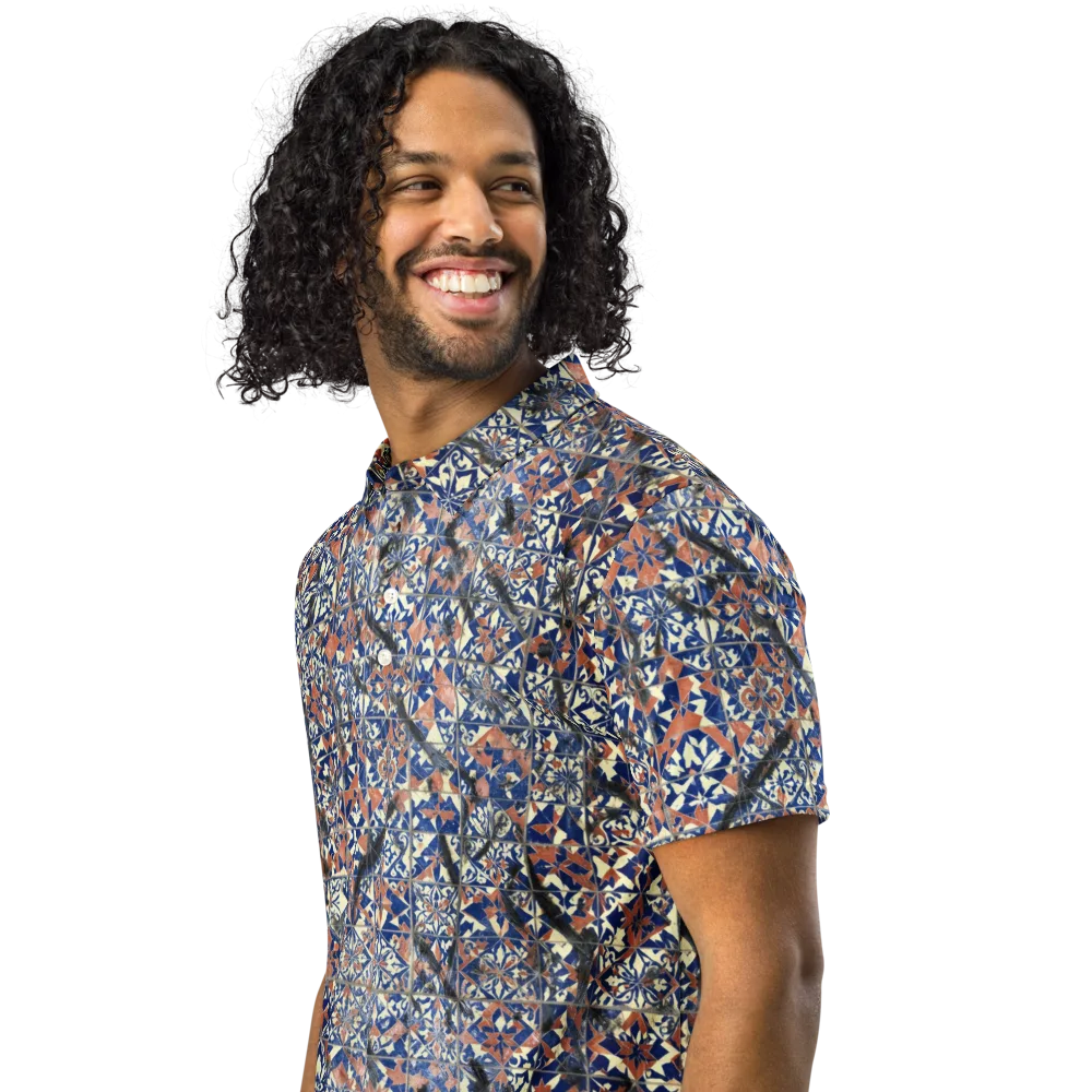 Mosaic Reverie on Men's Slim Fit Polo Shirt — Left Front