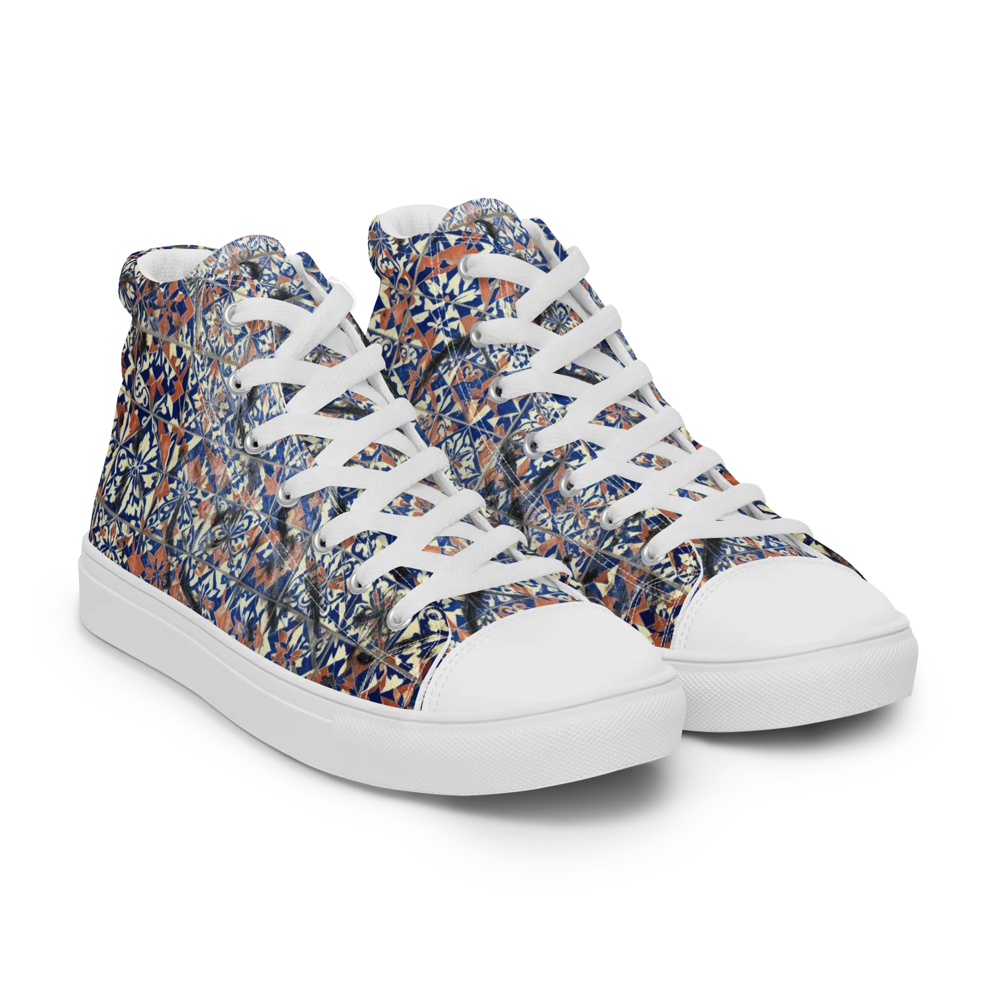 Mosaic Reverie on Men's High Top Canvas Shoes — Right Front