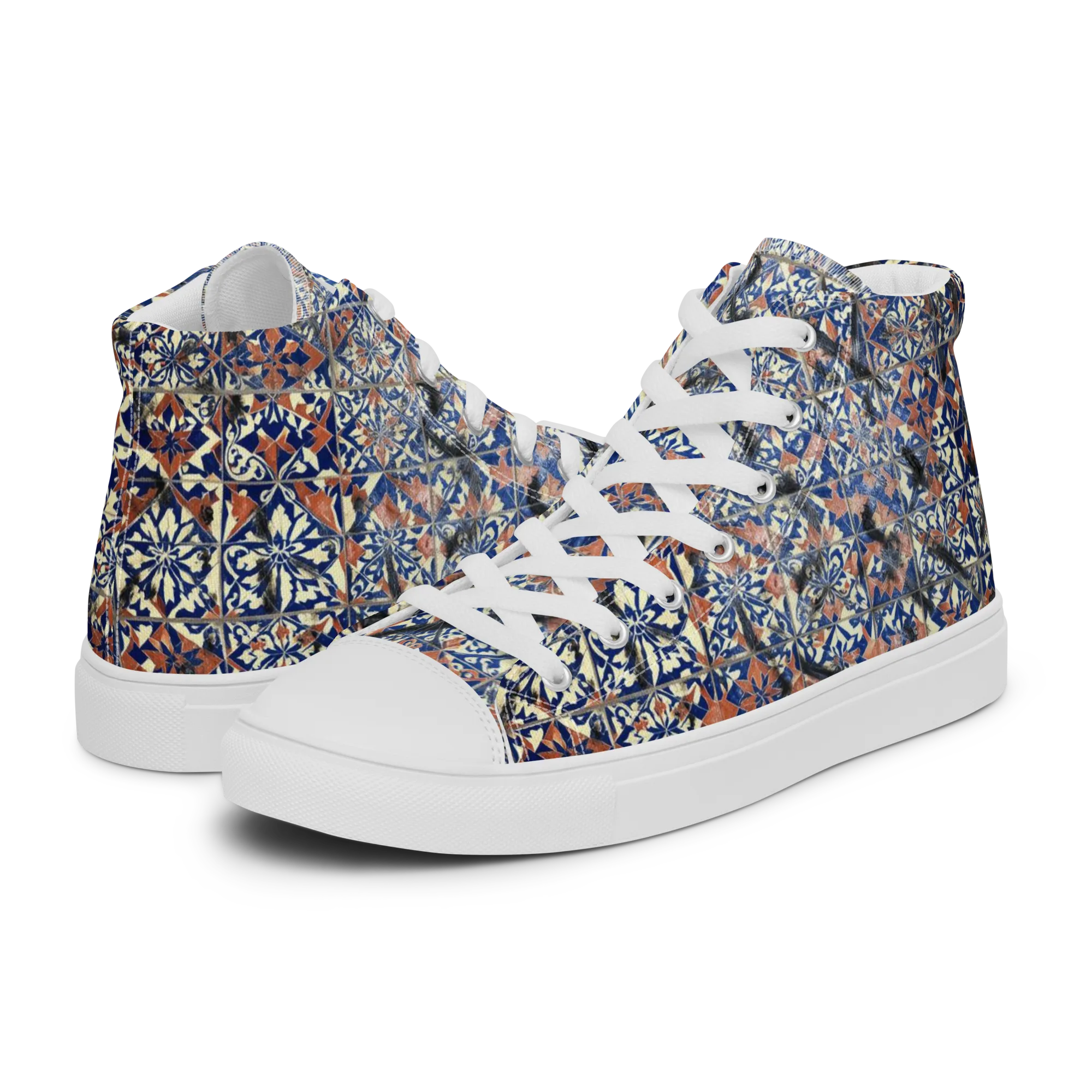Mosaic Reverie on Men's High Top Canvas Shoes — Left