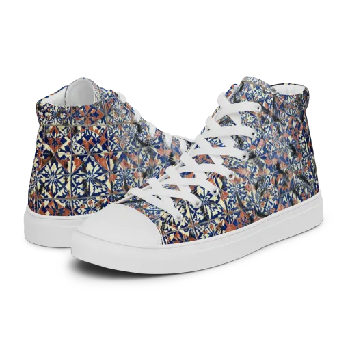 Mosaic Reverie on a Men's High Top Canvas Shoes