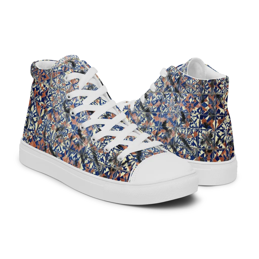 Mosaic Reverie on Men's High Top Canvas Shoes — Right