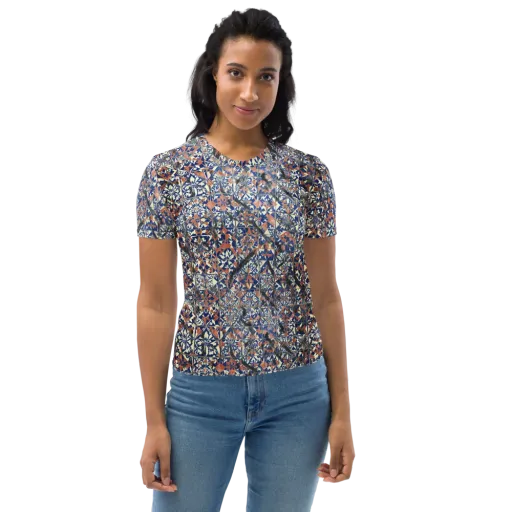Mosaic Reverie on a Women's Crew Neck T-Shirt