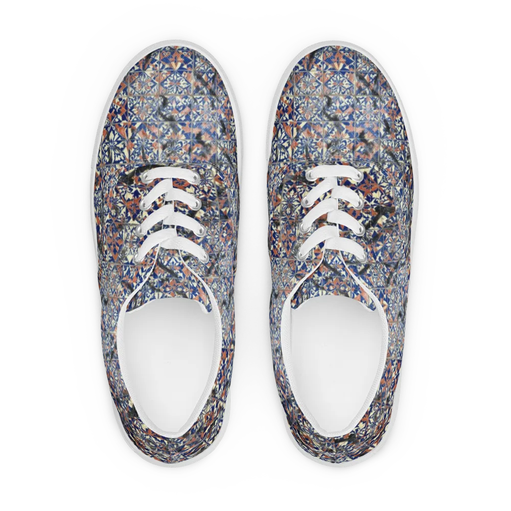 Mosaic Reverie on Men's Lace-Up Canvas Shoes — Front
