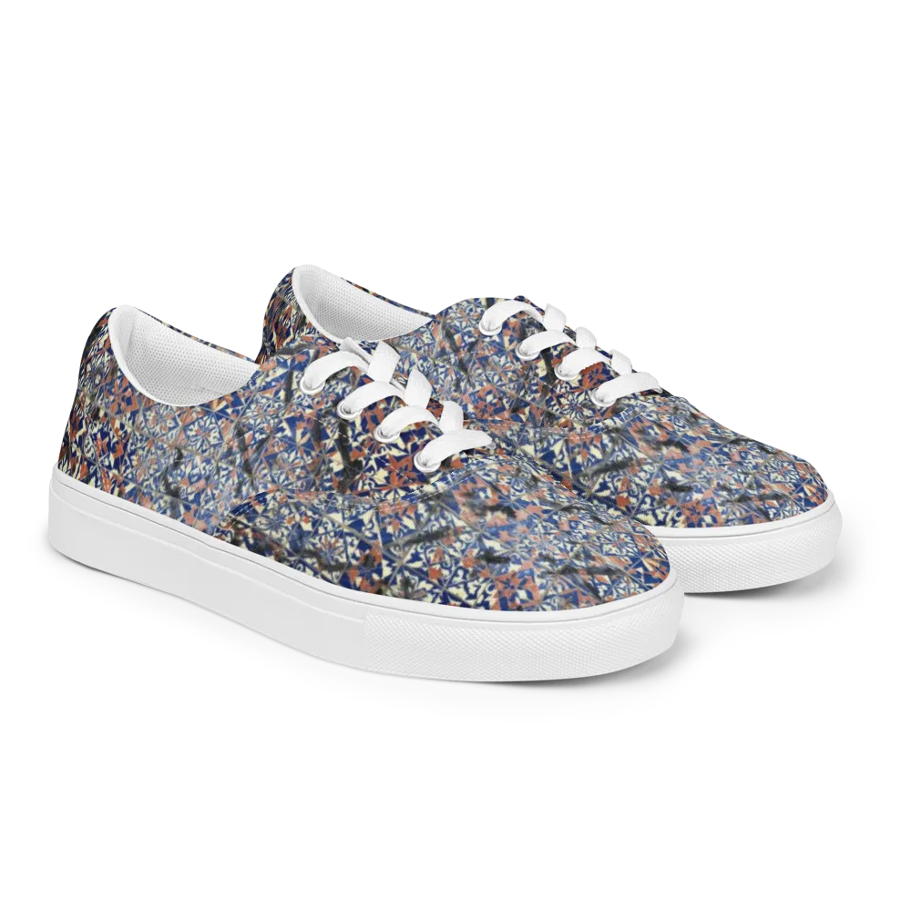 Mosaic Reverie on Men's Lace-Up Canvas Shoes — Right Front