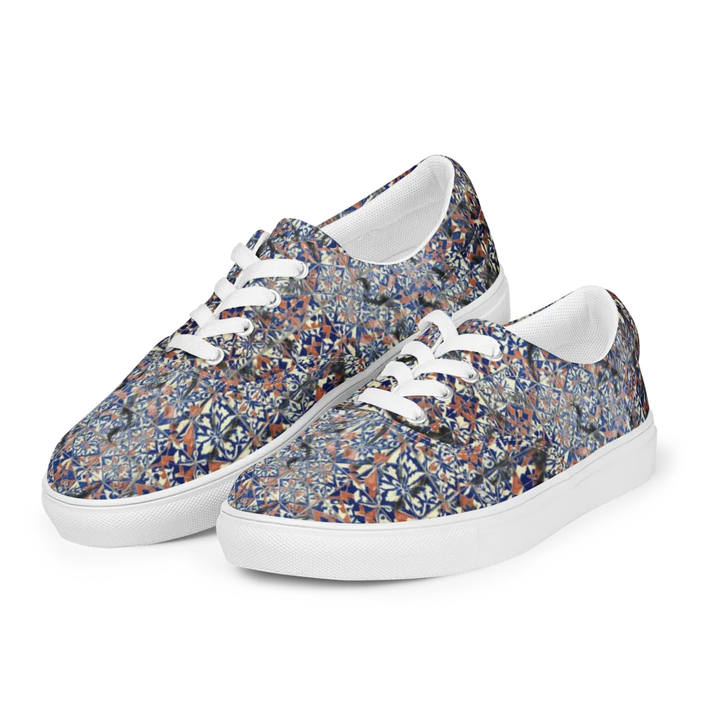 Mosaic Reverie on Men's Lace-Up Canvas Shoes — Left Front