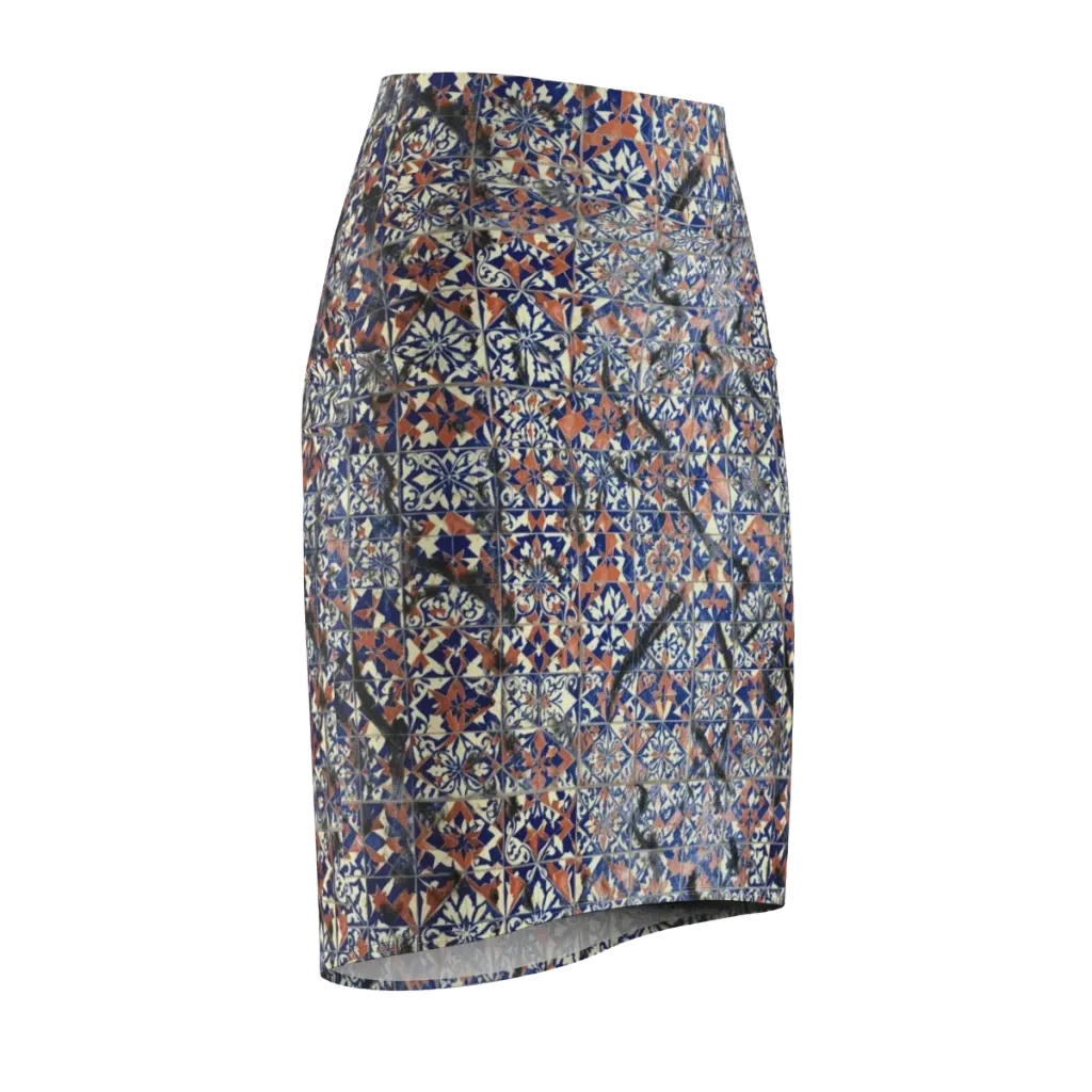 Mosaic Reverie on Pencil Skirt — Front Side
