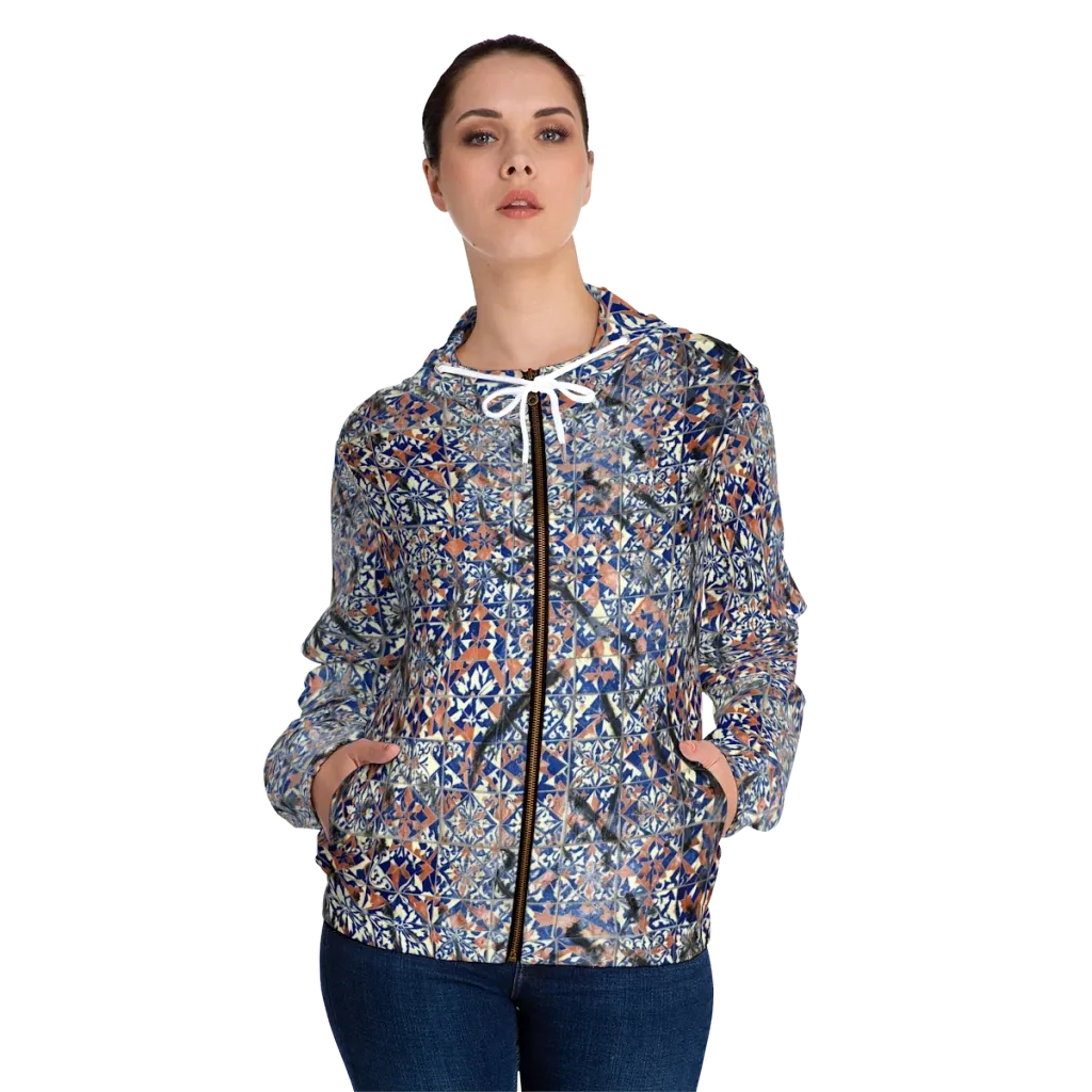 Mosaic Reverie on Women's Full-Zip Hoodie — Front On Person