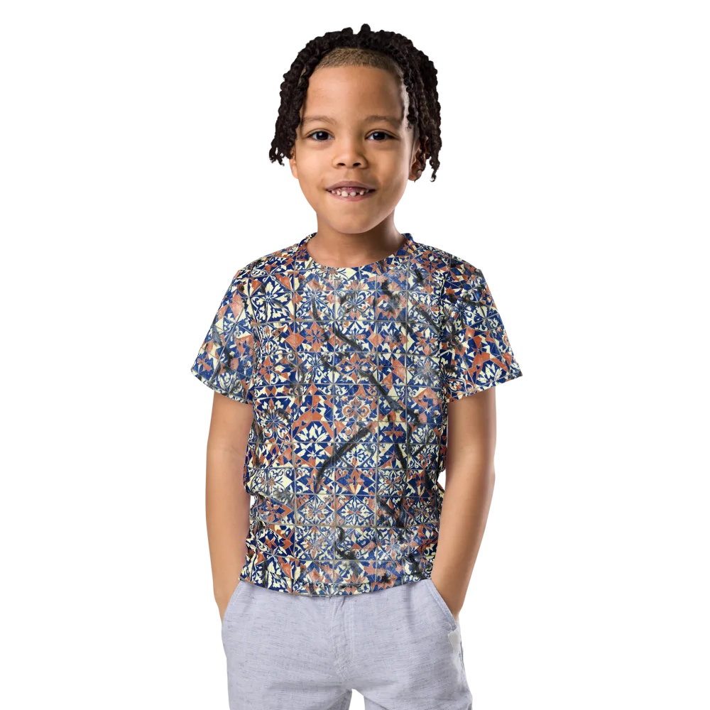 Mosaic Reverie on Kids Crew Neck T-Shirt — Front