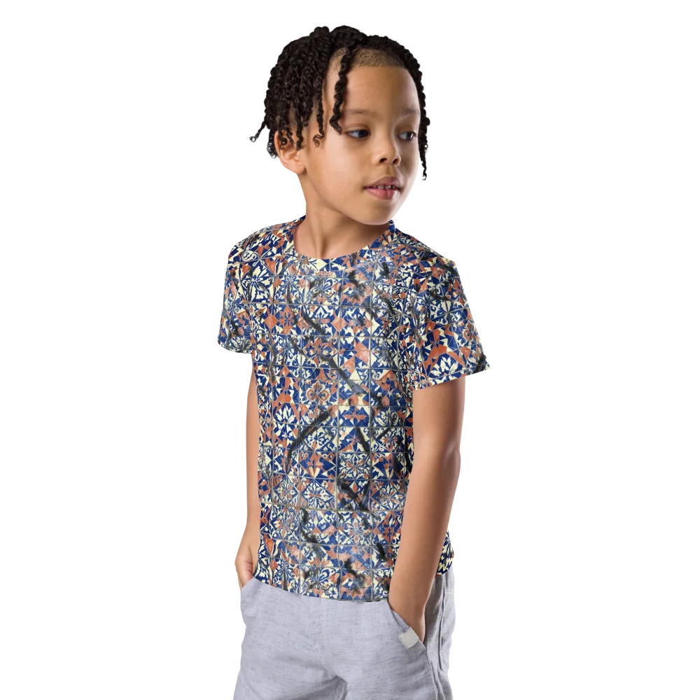 Mosaic Reverie on Kids Crew Neck T-Shirt — Left Front