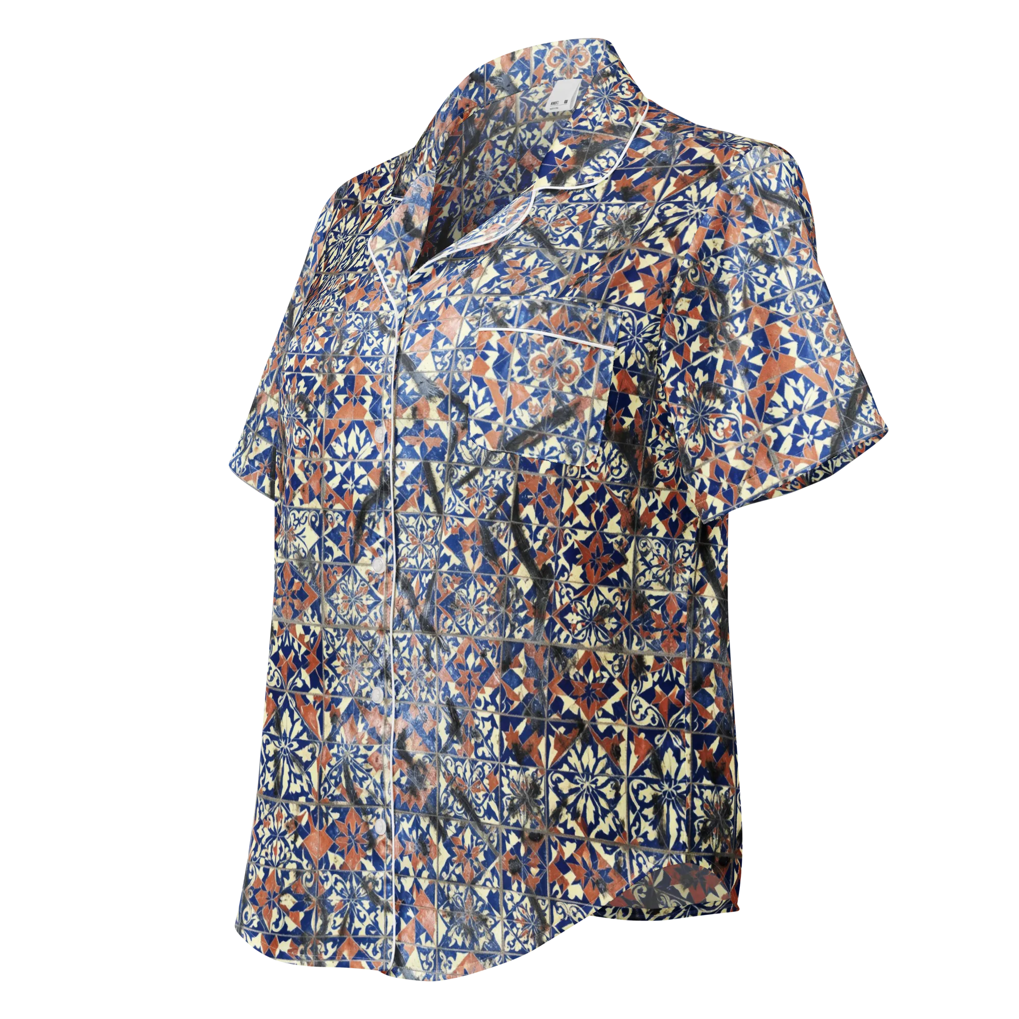 Mosaic Reverie on Women's Short Sleeve Pajama Top — Left Front