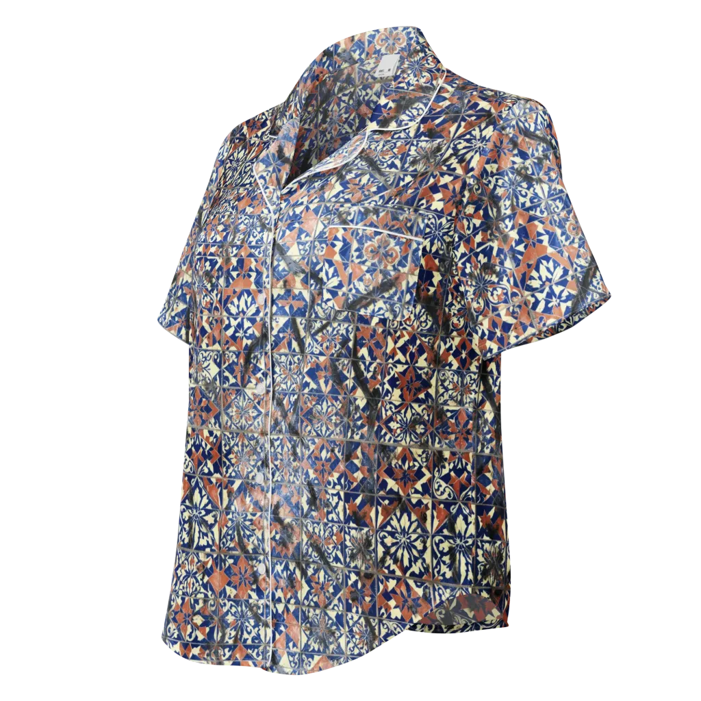 Mosaic Reverie on Women's Short Sleeve Pajama Top — Left Front