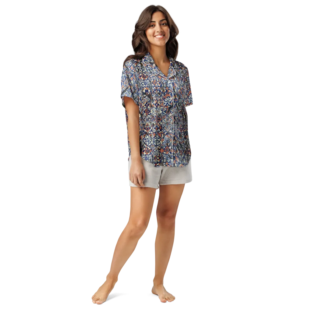 Mosaic Reverie on Women's Short Sleeve Pajama Top — Front