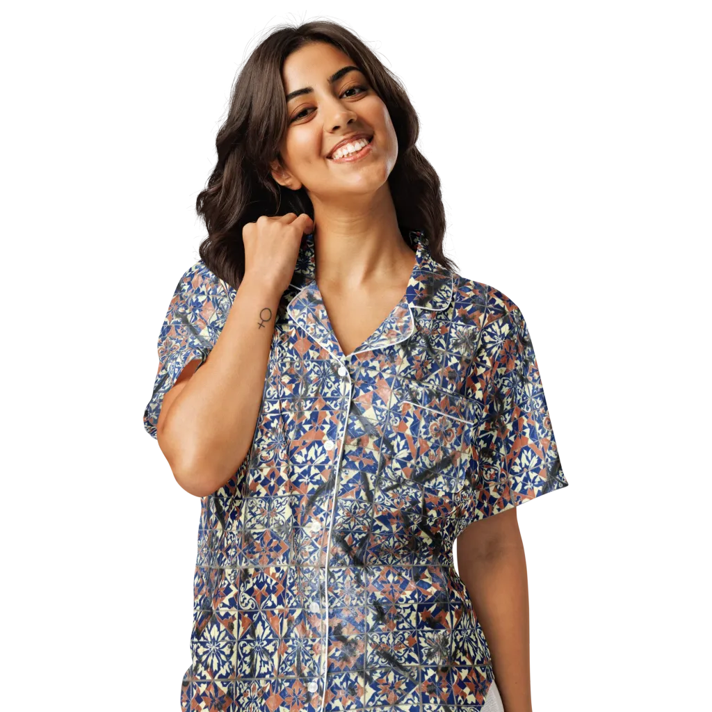 Mosaic Reverie on Women's Short Sleeve Pajama Top — Front