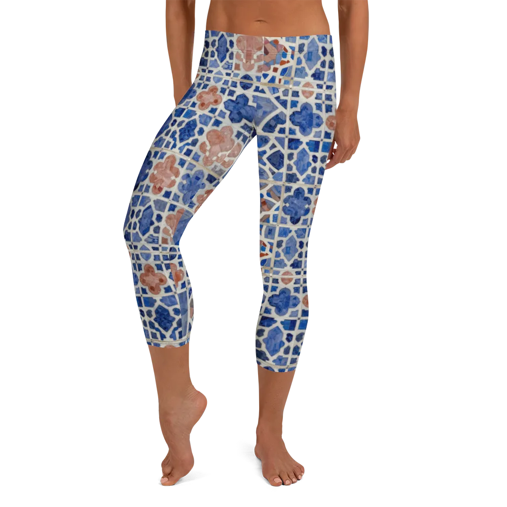 Azure Mosaic on Capri Leggings — Front