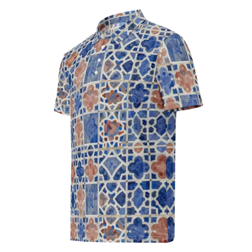 Azure Mosaic on a Men's Slim Fit Polo Shirt