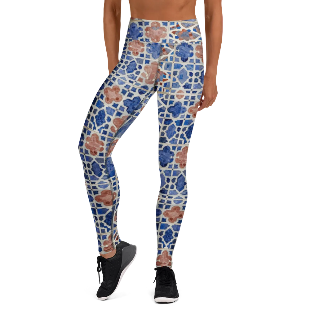 Azure Mosaic on Yoga Leggings — Front