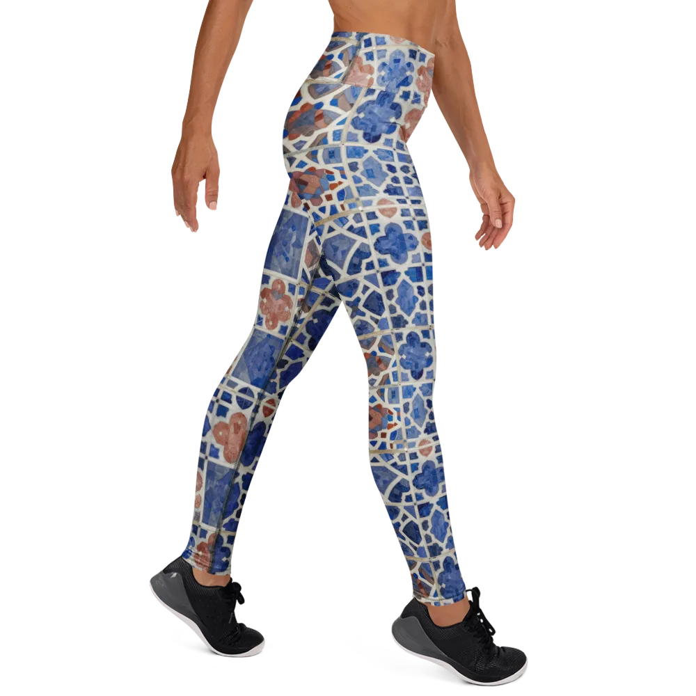 Azure Mosaic on Yoga Leggings — Right
