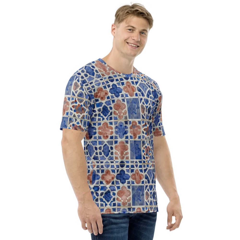 Azure Mosaic on Men's Crew Neck T-Shirt — Right