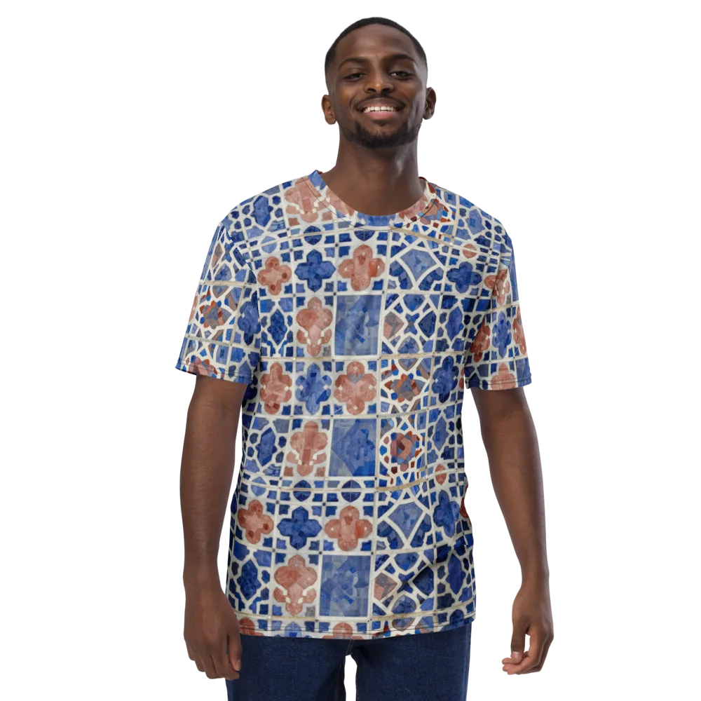 Azure Mosaic on Men's Crew Neck T-Shirt — Front