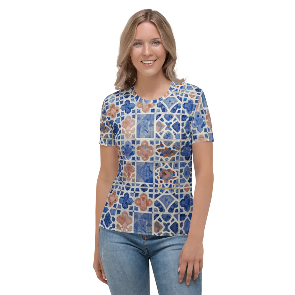 Azure Mosaic on Women's Crew Neck T-Shirt — Front