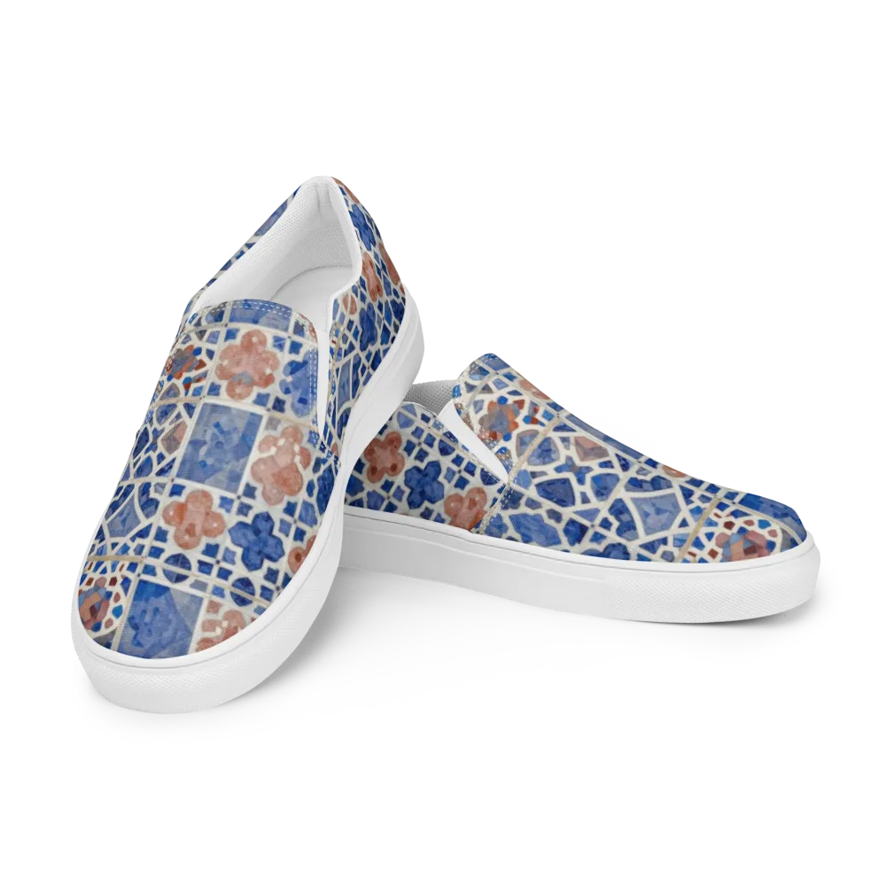 Azure Mosaic on Men's Slip-On Canvas Shoes — Left Front